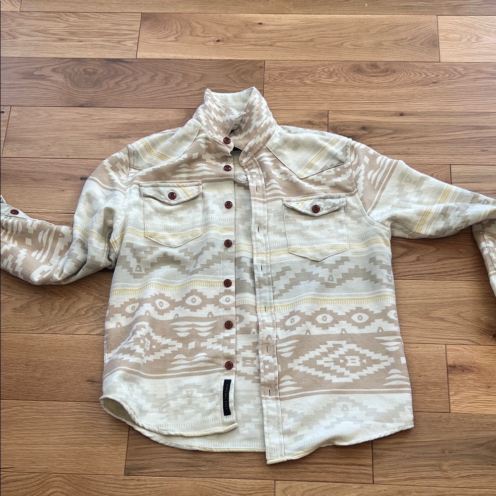 Howler Brothers Men's Aztec-Pattern Button-Down Shirt in Cream & Tan